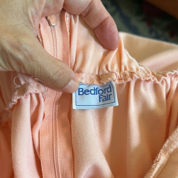 Vintage 70s/80s Bedford Fair Peachy Pink Full Pleat Front Midi Skirt - Picture 6 of 6